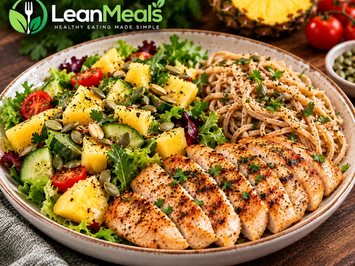 Grilled Chicken with Pineapple Salad & Wholegrain Pasta