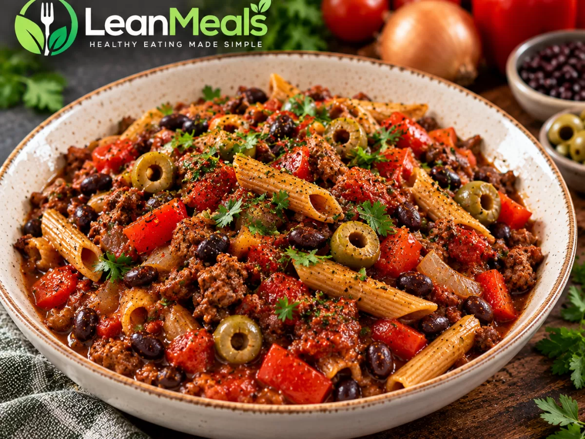 Chilli Beef Stew with Black Beans & Pasta